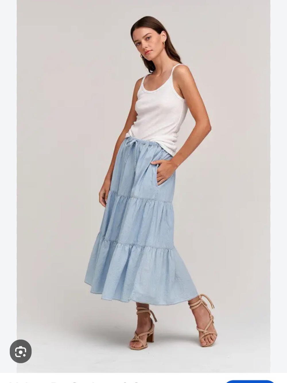 Velvet by Graham & Spencer Light Blue “Simone” Tiered Chambray Maxi Skirt